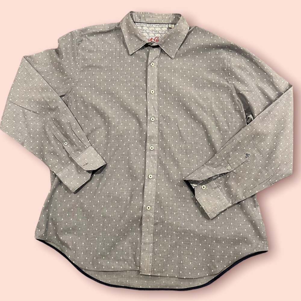 Robert Graham Grey Tailored Fit Tiny Skull Long Sleeve Button Down